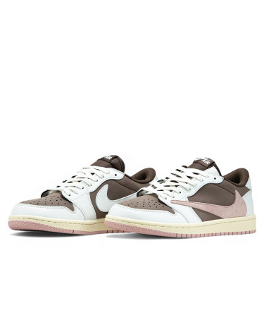 Jordan 1 Low x Travis Scott White Brown Pink Купити оригінал в