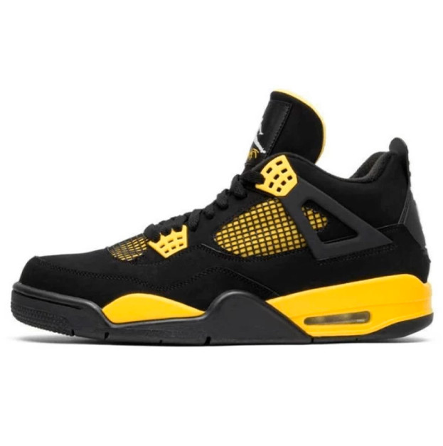 BSB　Air Jordan 4 ブラック/イエロー ナイキ AIR JORDAN 4 レザー×ファブリック ハイカットスニーカー