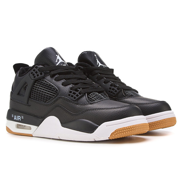 Jordan 4 Black White Gum With FUR