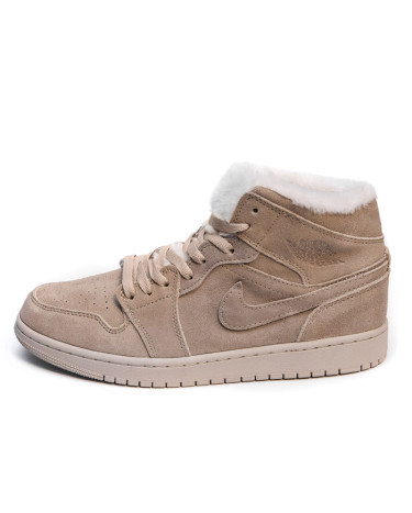 Jordan 1 Rerto Mid Beige Winter З ХУТРОМ