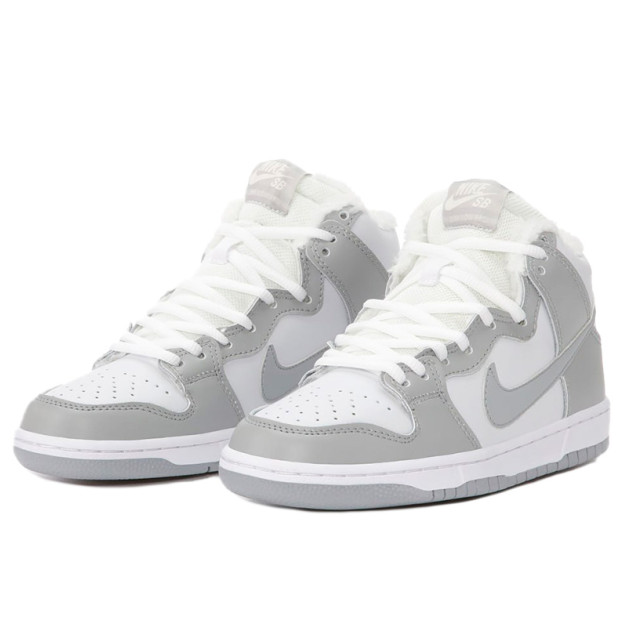 Nike SB Dunk High Grey White Winter FUR