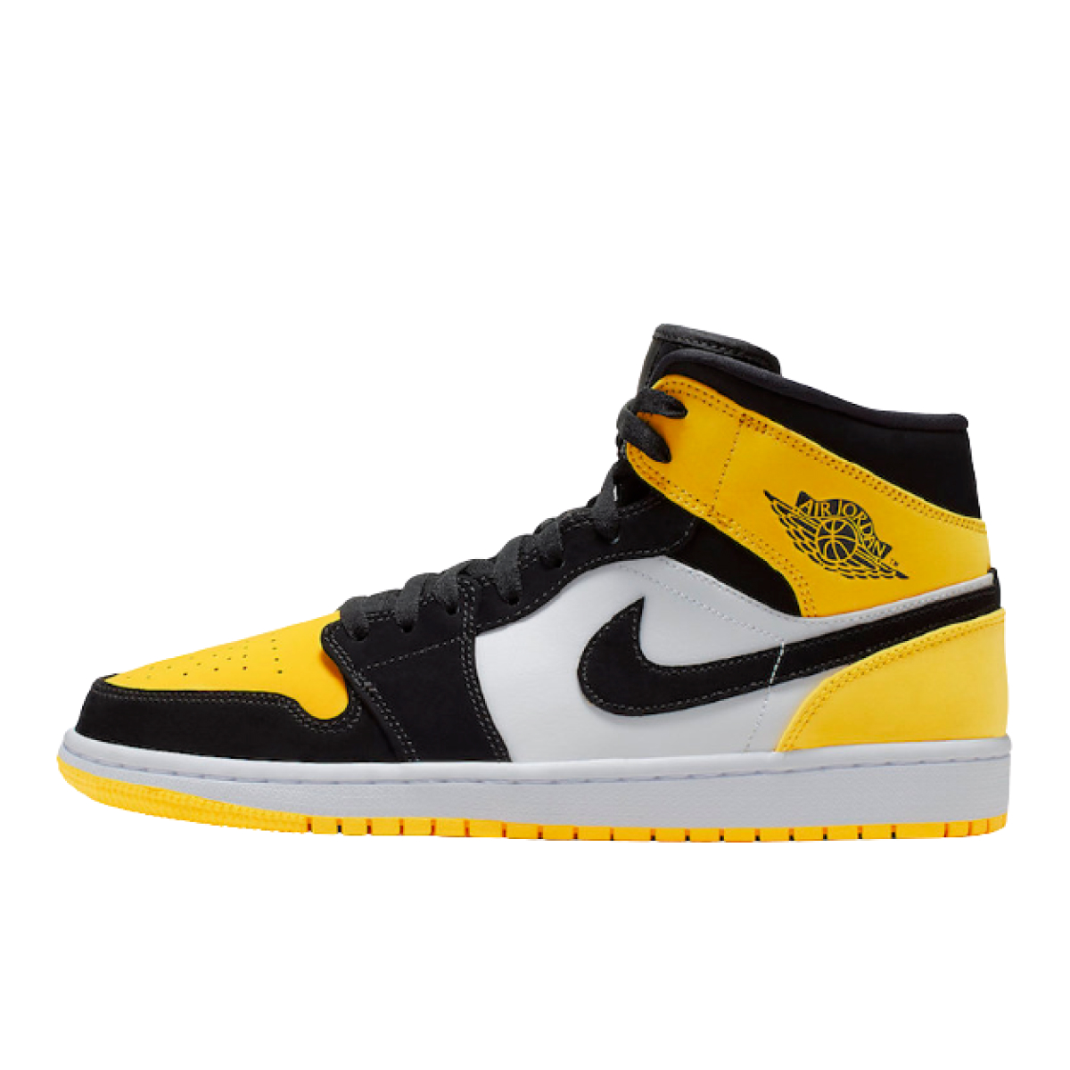 Jordan retro 1 mid yellow black on sale